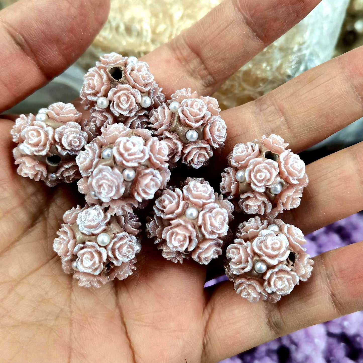 Rose Rhinestone Bead Charm for DIY Jewelry & Hanging Decor