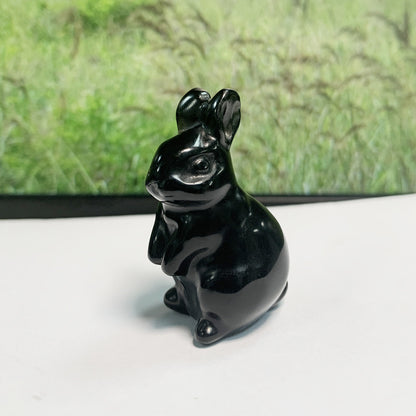 Rose Quartz & Blue Aventurine Rabbit Figurines: Natural Crystal Bunny Home Decor | Cute Cartoon Gemstone Carvings