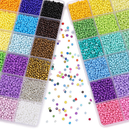 Premium 24-Grid 3mm Glass Seed Beads Set - Professional DIY Jewelry Making Supplies & Material Kit for Custom Bracelets, Necklaces, and Handcrafted Accessories