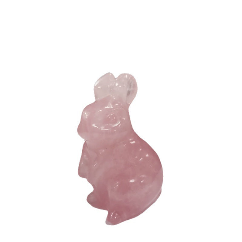 Rose Quartz & Blue Aventurine Rabbit Figurines: Natural Crystal Bunny Home Decor | Cute Cartoon Gemstone Carvings