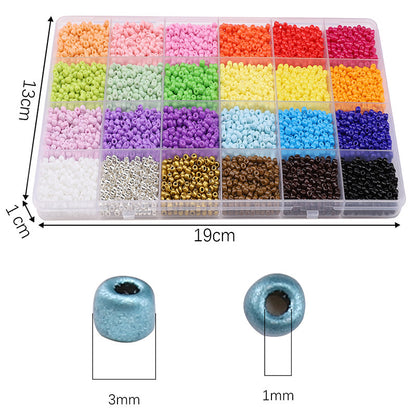 Premium 24-Grid 3mm Glass Seed Beads Set - Professional DIY Jewelry Making Supplies & Material Kit for Custom Bracelets, Necklaces, and Handcrafted Accessories