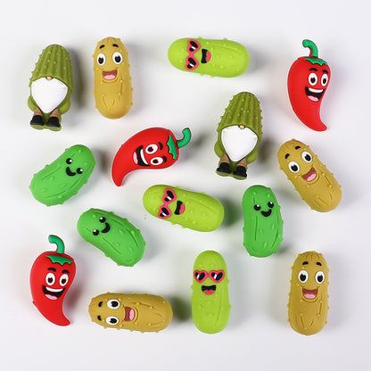 3D Cucumber & Chili Silicone Beads – Cute Food Charms with Hole for DIY Bracelets & Jewelry Making（20pcs)