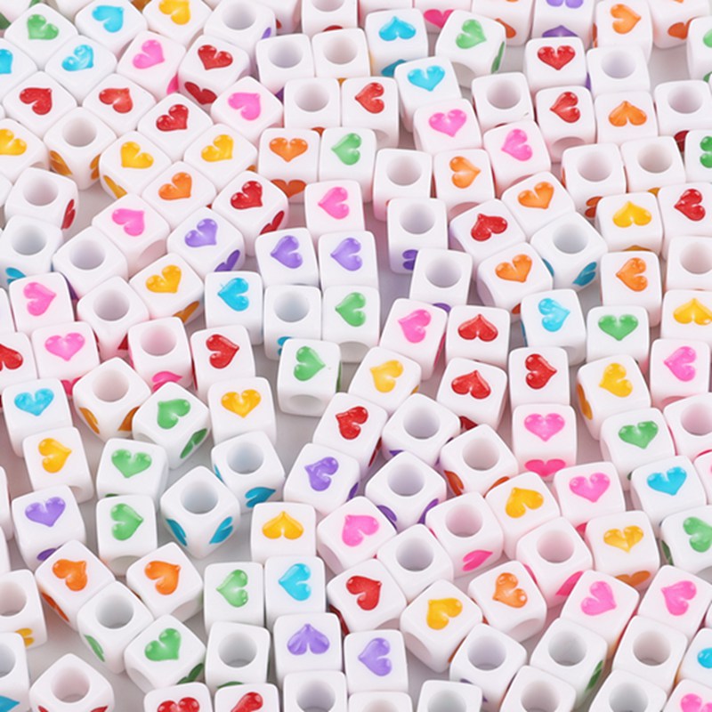 Square Acrylic Alphabet & Number Beads for DIY Crafts