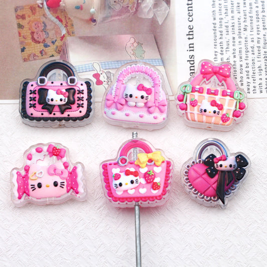 Premium Embossed Cat Acrylic Charms – Cute DIY Beads for Pens, Phone Straps, Keychains & Jewelry Accessories （10pcs)