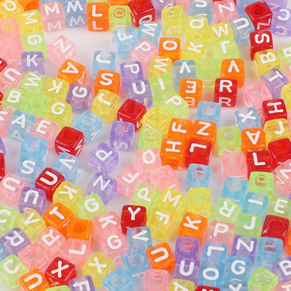 Square Acrylic Alphabet & Number Beads for DIY Crafts