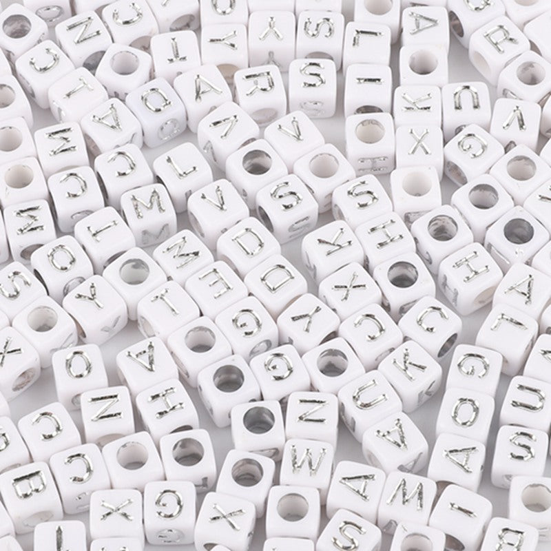 Square Acrylic Alphabet & Number Beads for DIY Crafts