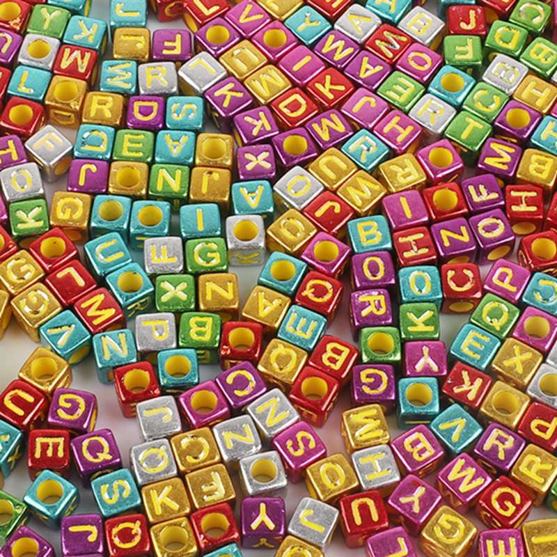 Square Acrylic Alphabet & Number Beads for DIY Crafts