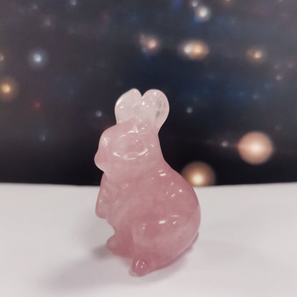 Rose Quartz & Blue Aventurine Rabbit Figurines: Natural Crystal Bunny Home Decor | Cute Cartoon Gemstone Carvings