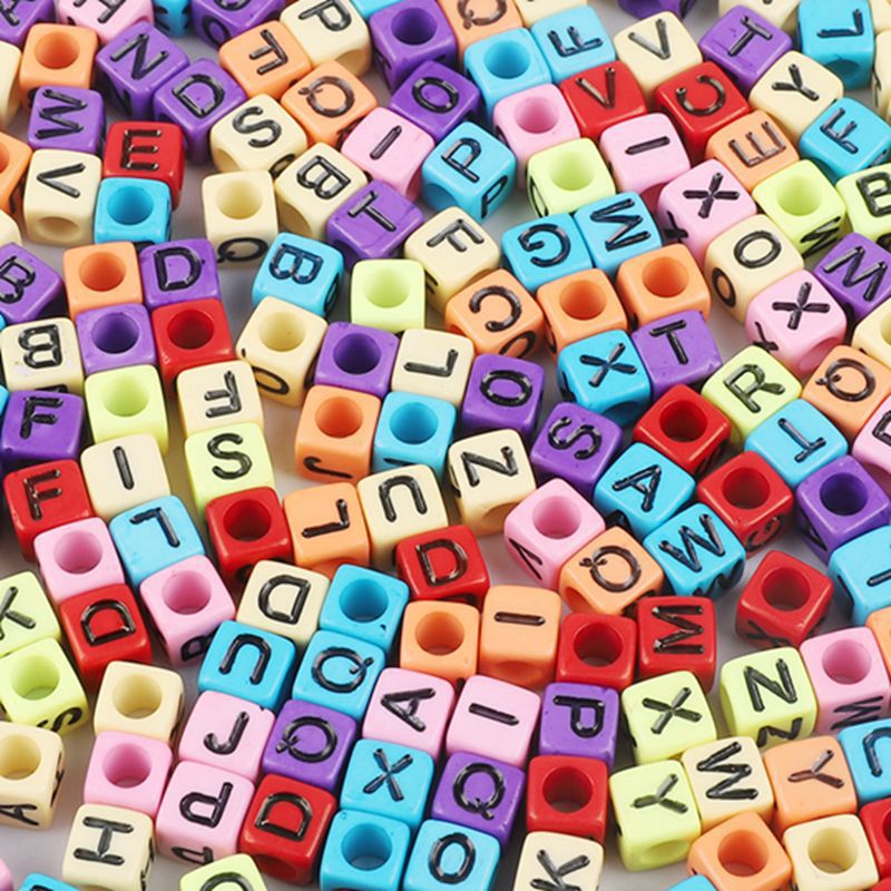 Square Acrylic Alphabet & Number Beads for DIY Crafts