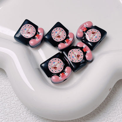 Acrylic Cartoon Double-Sided Printed Cute Telephone Beads | Straight Hole Loose Beads for DIY Phone Charms & Jewelry Making