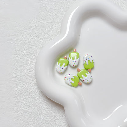 New Cartoon Painted Ice Cream & Popsicle Acrylic Beads | Straight & Diagonal Holes for DIY Phone Charms, Jewelry Making Supplies