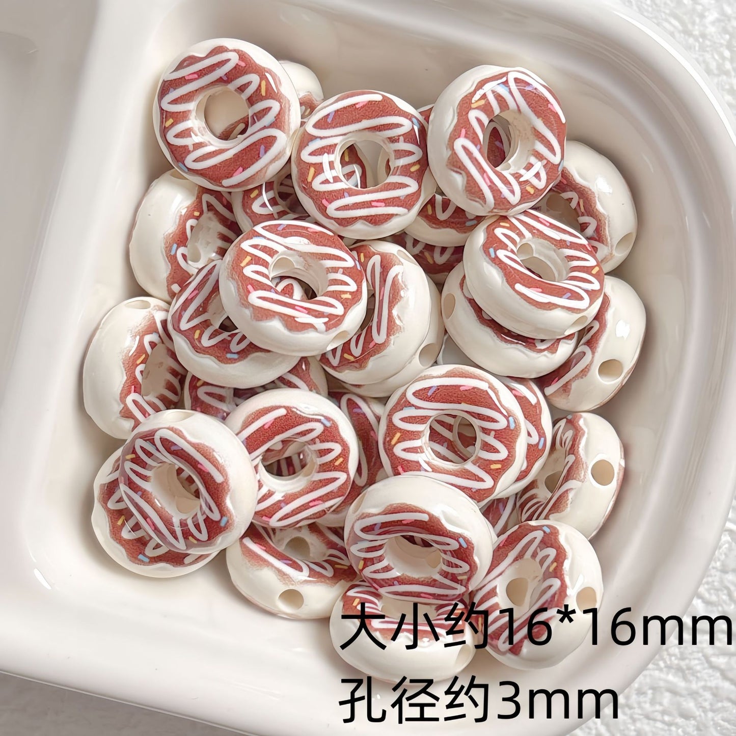 Cute colored lacquered donut DIY handmade beaded material bracelet necklace jewelry loose bead accessories acrylic