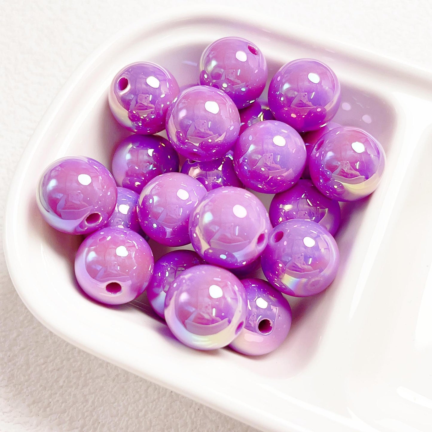 16Mm high-quality UV color-plated straight-hole round beads, beaded DIY mobile phone chain car hanging ring loose bead material jewelry accessories