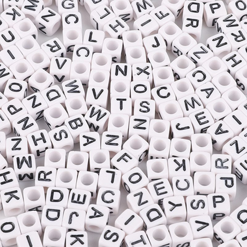 Square Acrylic Alphabet & Number Beads for DIY Crafts