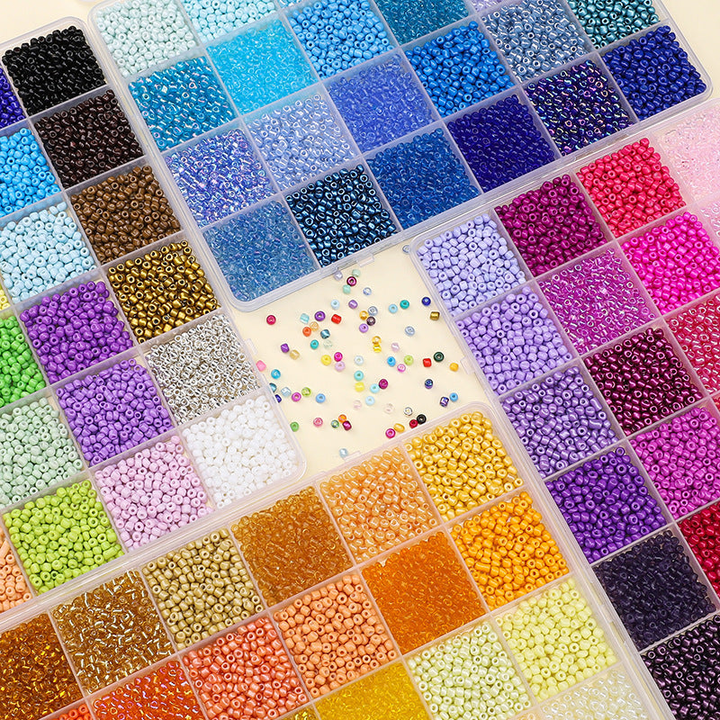 Premium 24-Grid 3mm Glass Seed Beads Set - Professional DIY Jewelry Making Supplies & Material Kit for Custom Bracelets, Necklaces, and Handcrafted Accessories