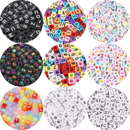 Square Acrylic Alphabet & Number Beads for DIY Crafts