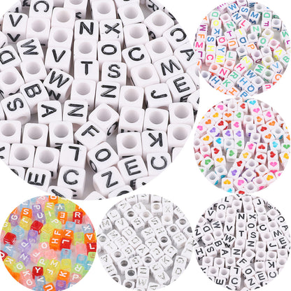 Square Acrylic Alphabet & Number Beads for DIY Crafts