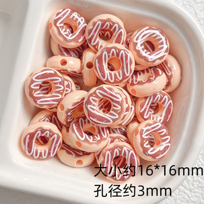 Cute colored lacquered donut DIY handmade beaded material bracelet necklace jewelry loose bead accessories acrylic