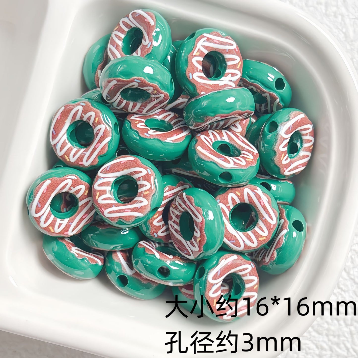 Cute colored lacquered donut DIY handmade beaded material bracelet necklace jewelry loose bead accessories acrylic