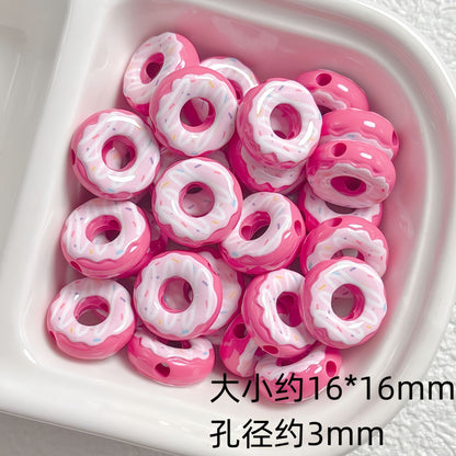 Cute colored lacquered donut DIY handmade beaded material bracelet necklace jewelry loose bead accessories acrylic