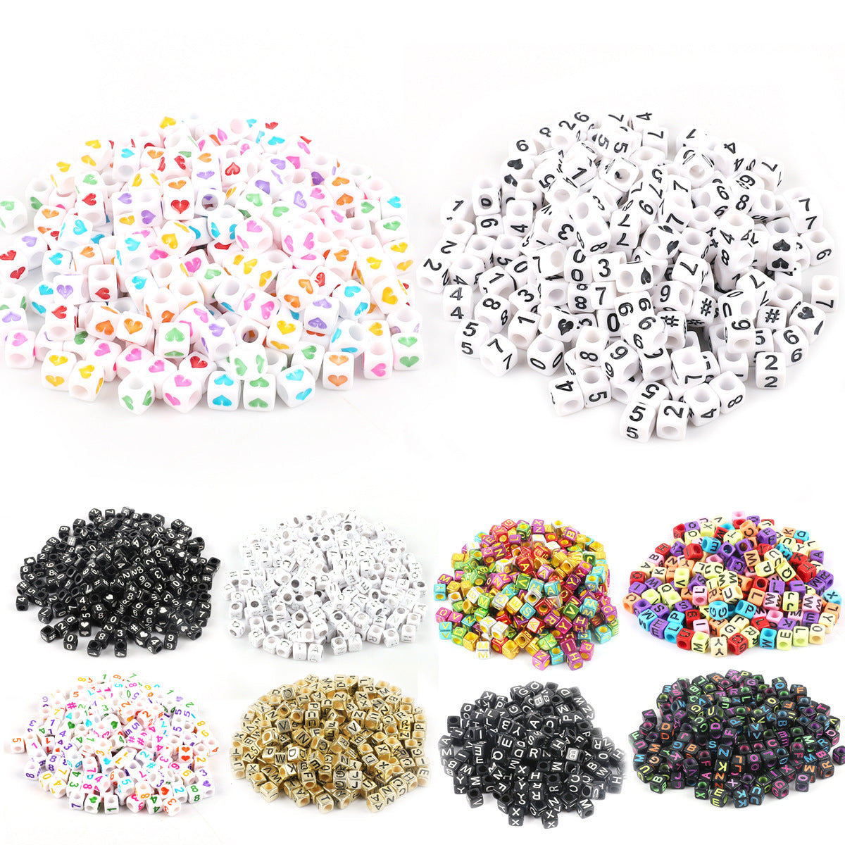 Square Acrylic Alphabet & Number Beads for DIY Crafts