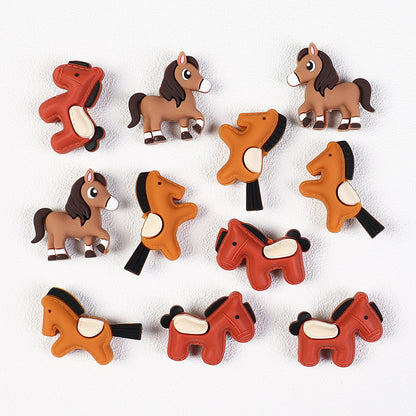 Cute Pony 3D Silicone Beads – Kawaii Horse Charms for DIY Jewelry, Beaded Pens & Accessories（20pcs)