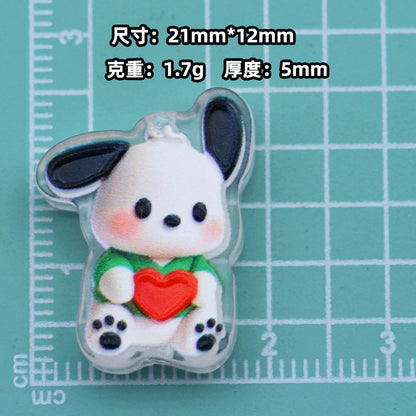 Cute Acrylic Embossed Printed Charms – Cute Cartoon Beads with Hole for DIY Jewelry & Accessories (10pcs)