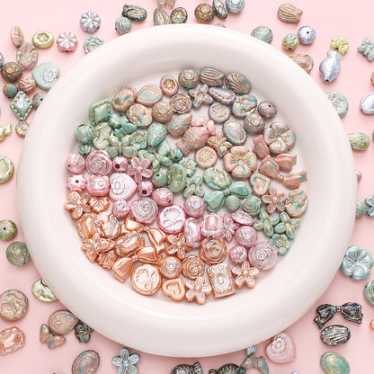 Gold-Edge Marble-Style Acrylic Beads— DIY Jewelry & Phone Charm Beads