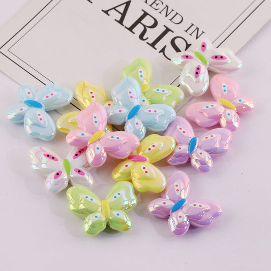 UV-coated cute hand-painted butterfly acrylic beads DIY handmade mobile phone chain jewelry materials and accessories