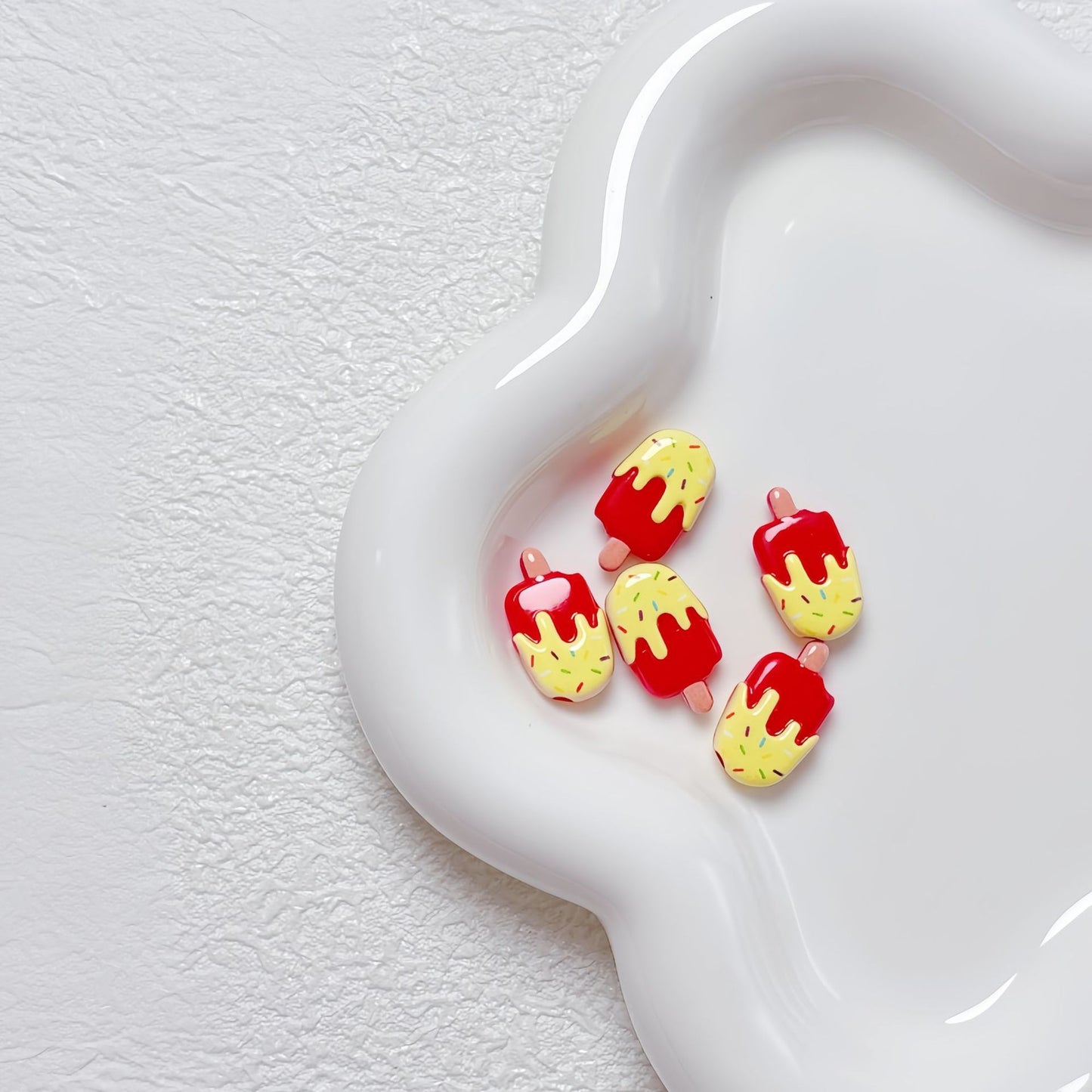 New Cartoon Painted Ice Cream & Popsicle Acrylic Beads | Straight & Diagonal Holes for DIY Phone Charms, Jewelry Making Supplies