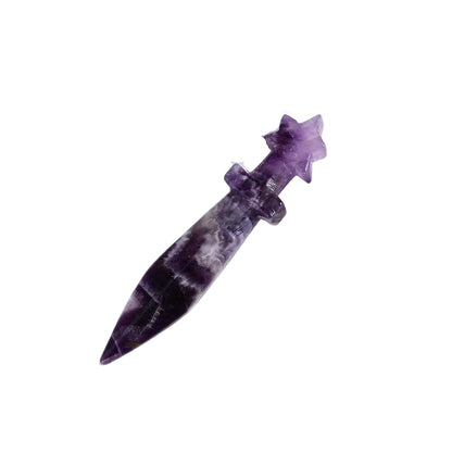 Purple crystal dagger on a white background