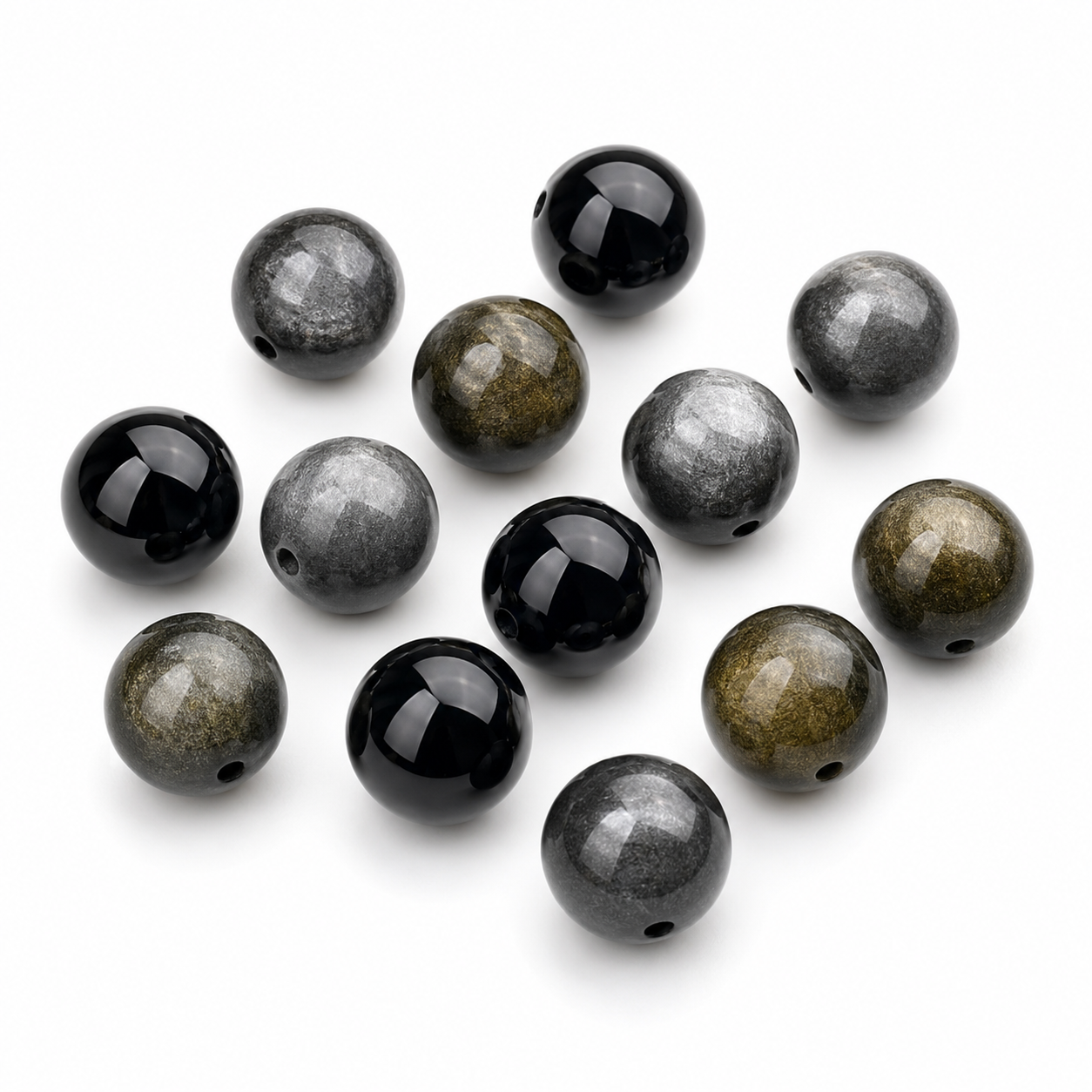 Natural Obsidian Beads: Golden, Silver & Black Sheen | DIY Accent Beads | SoulstoneHouse