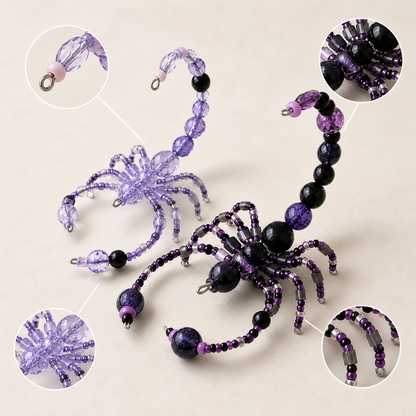 Handmade Beaded Scorpion Set | Purple & Lavender Scorpion Charms