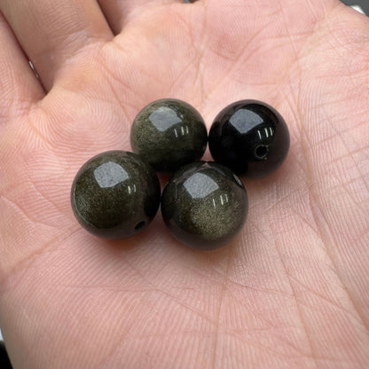 Natural Obsidian Beads: Golden, Silver & Black Sheen | DIY Accent Beads | SoulstoneHouse