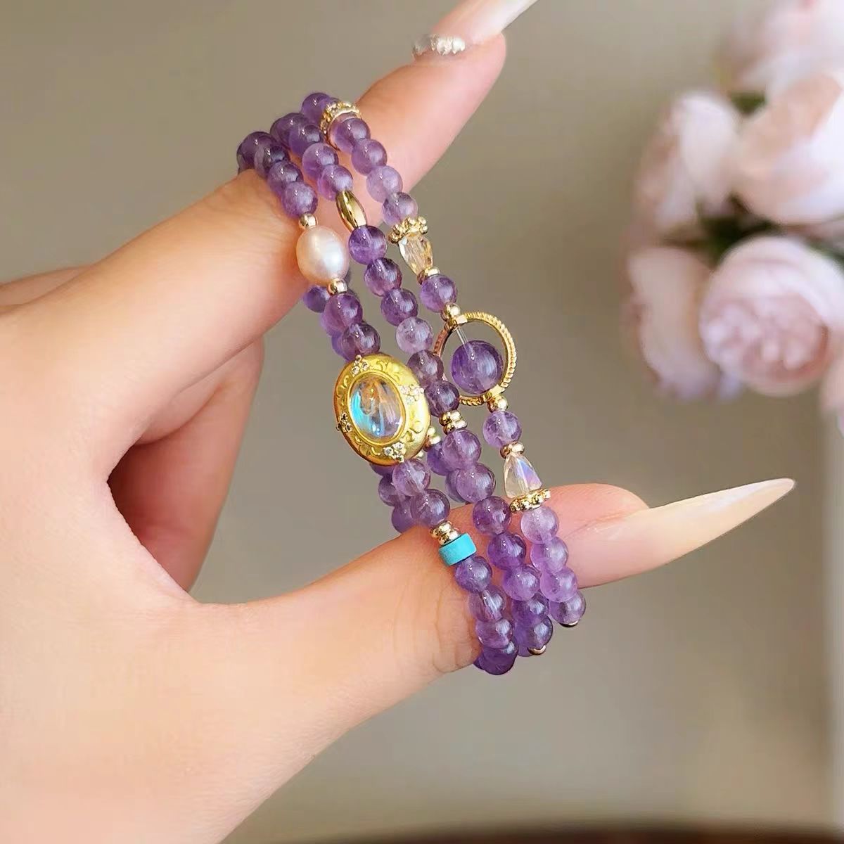 purple amethyst bracelet necklace