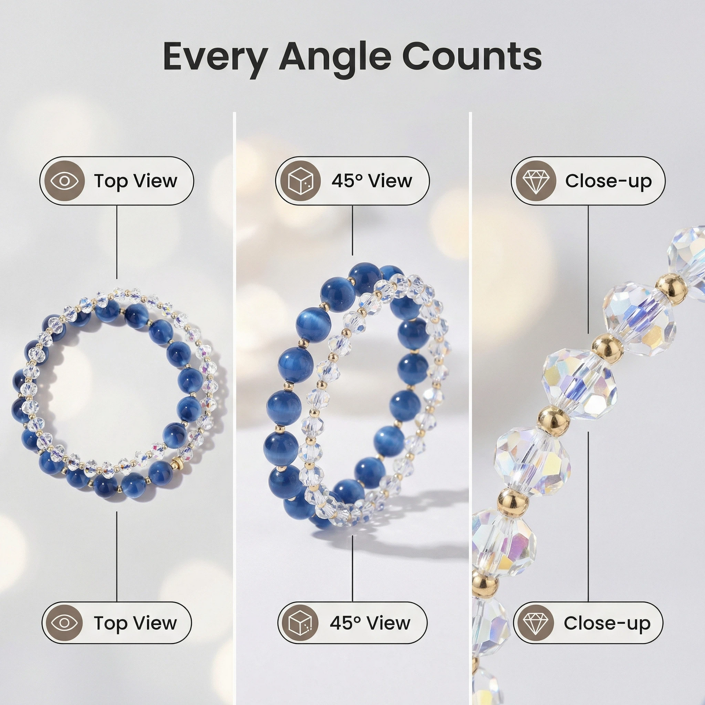Blue Agate Crystal Shine Bracelet – Elegant Aura Energy Jewelry