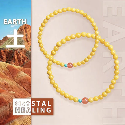 Amber Honey Bead Bracelet with Turquoise
