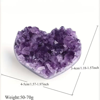 Natural Amethyst Heart Crystal – Handmade Geode Healing Stone for Home Decor & Energy Clearing